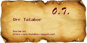Orr Talabor névjegykártya